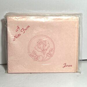 Vintage Personalized Note Cards "A Note From Joan" Rose Design Pack Of 2 Sets